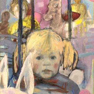  Blondinette sur un manège  29x34 h/c